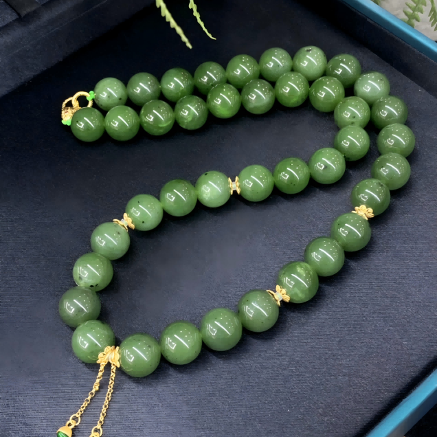 S925和田碧玉双铃女神项链