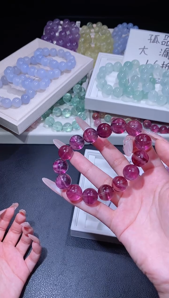 未镶嵌手链萤石1028.42粉紫萤石手串 多样性发其一