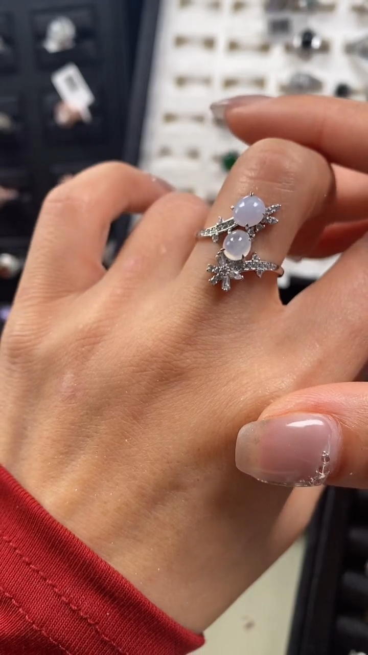 【闪购商品】翡翠戒指银S925镶嵌8850