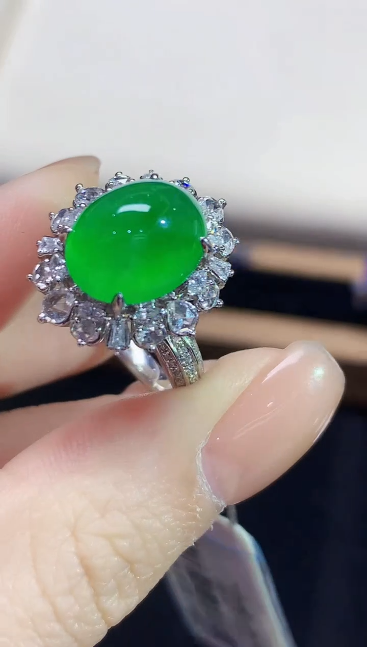 18K金镶嵌戒指翡翠娜*分单1AL