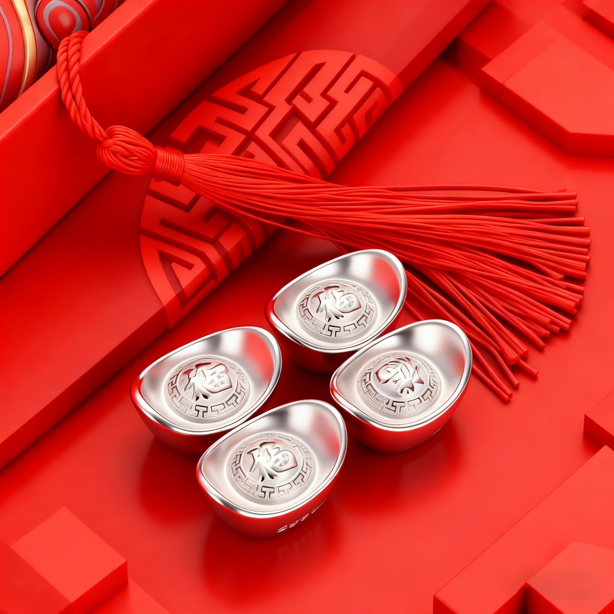 ②福字精美小元宝10g古法工艺礼品商务办公室家居高端摆件