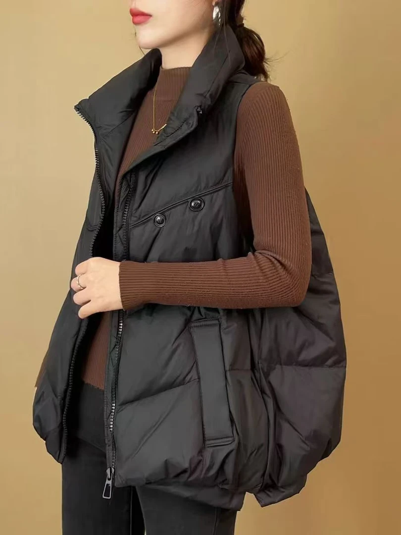 2025新款两粒扣立领爆款羽绒服马甲无袖坎肩外套
