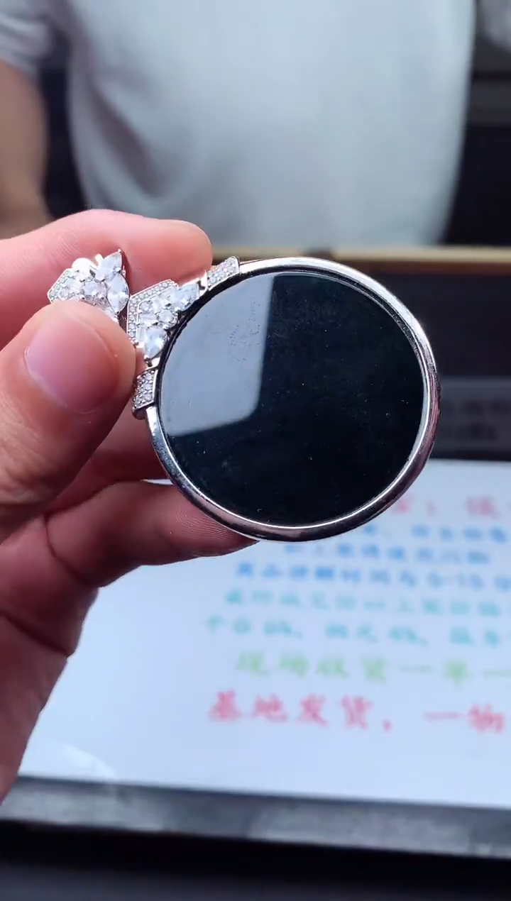银S925镶嵌定制翡翠天然A货翡翠拍一发一