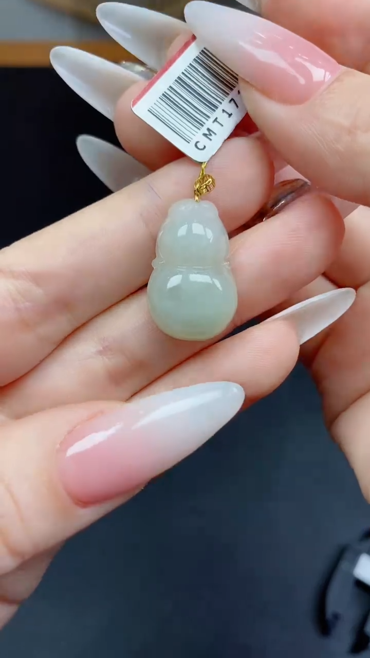 【闪购商品】翡翠挂件18K金镶嵌葫芦多人@@CMT1713-2