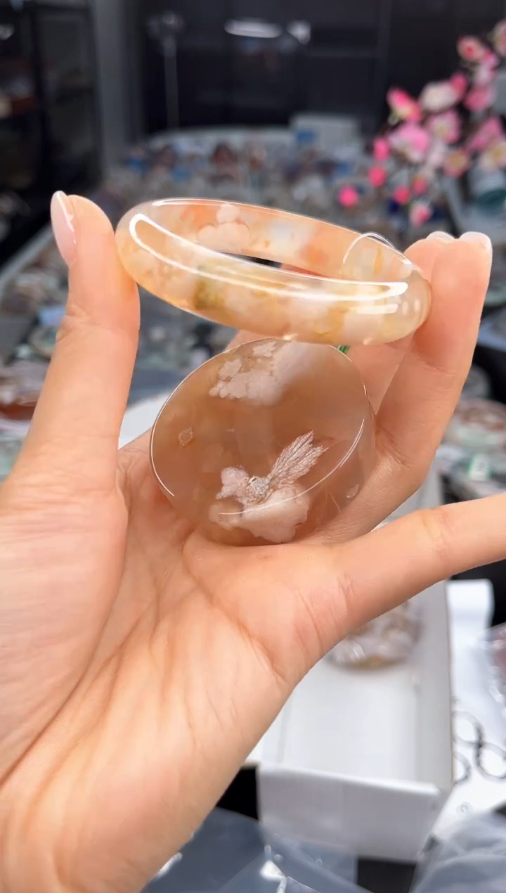 石英质玉手镯未镶嵌53圈口（赠送镯心）6438845