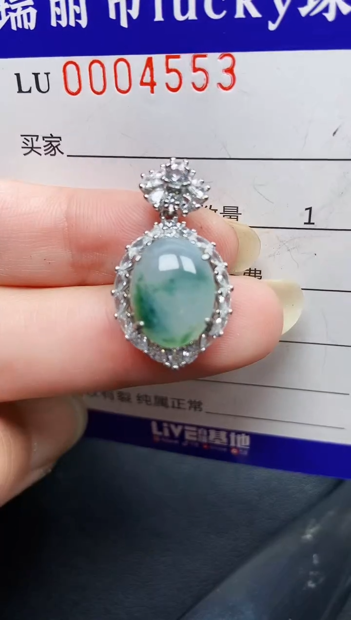翡翠银S925镶嵌颈饰4553