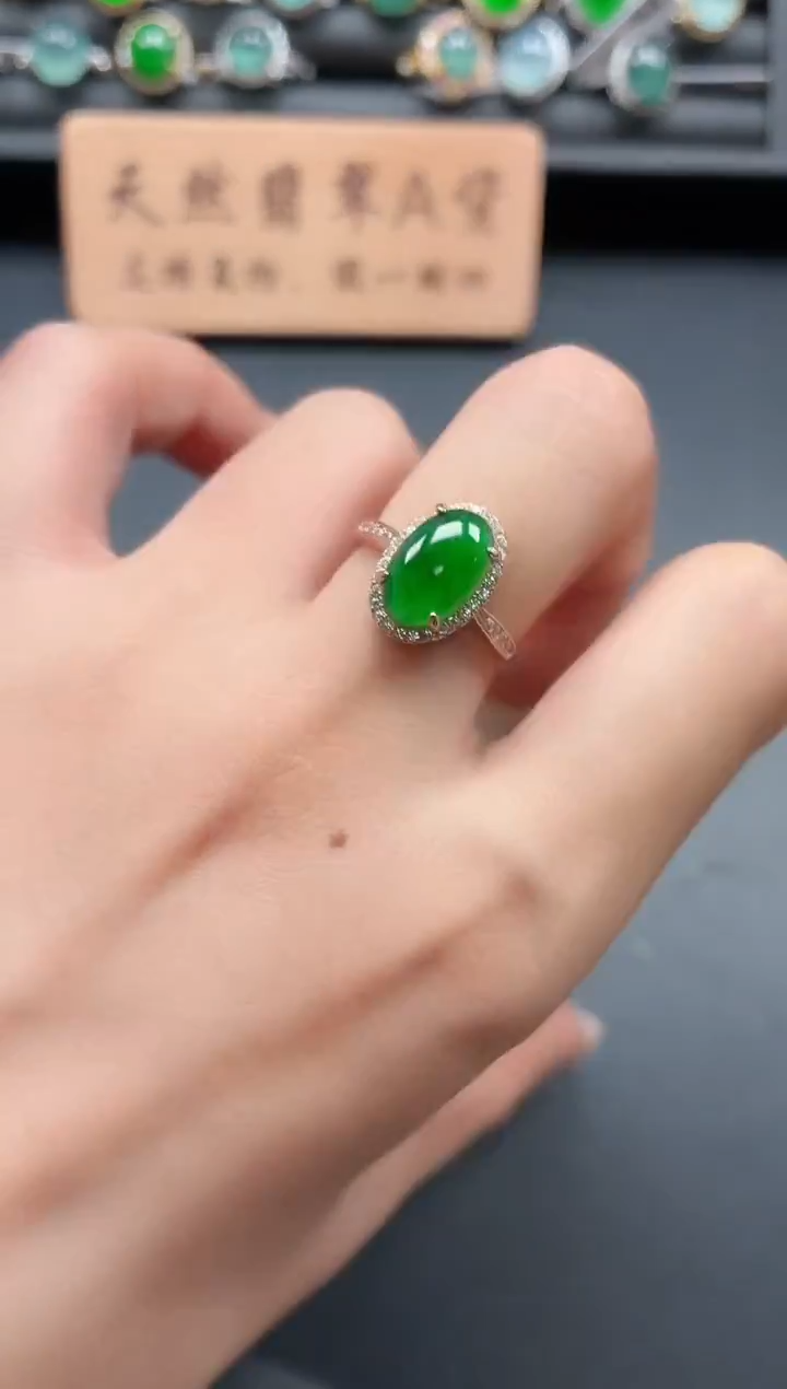 银S925镶嵌戒指翡翠1