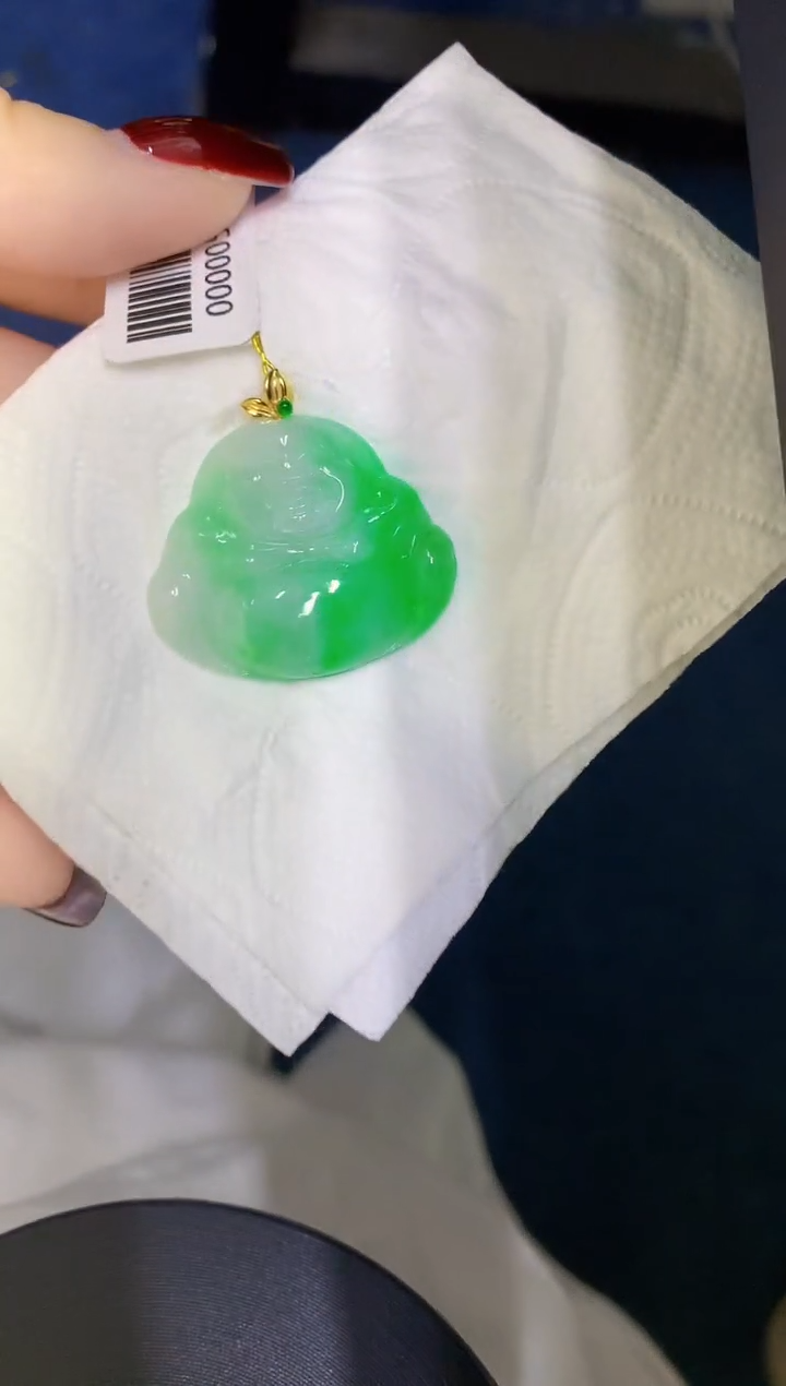 颈饰18K金镶嵌翡翠缅甸天然翡翠a货