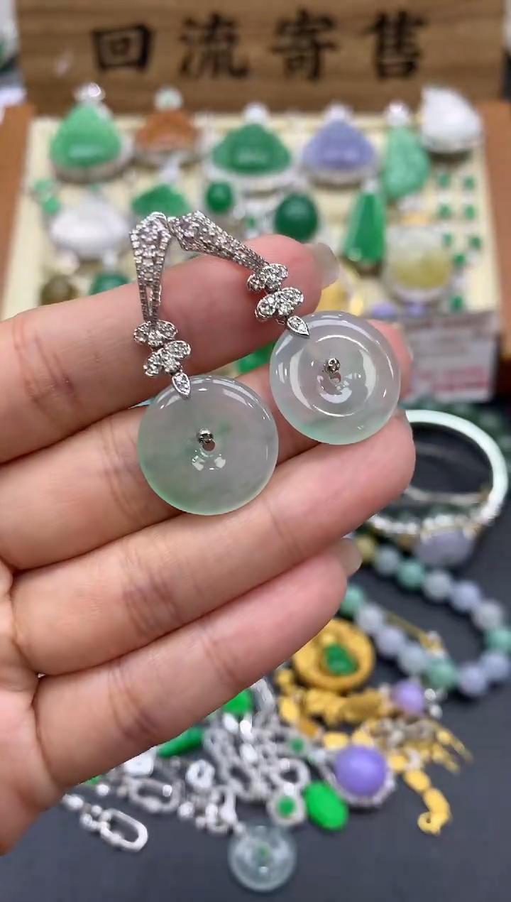 【闪购商品】翡翠耳饰18K金镶嵌491-中国好珍宝