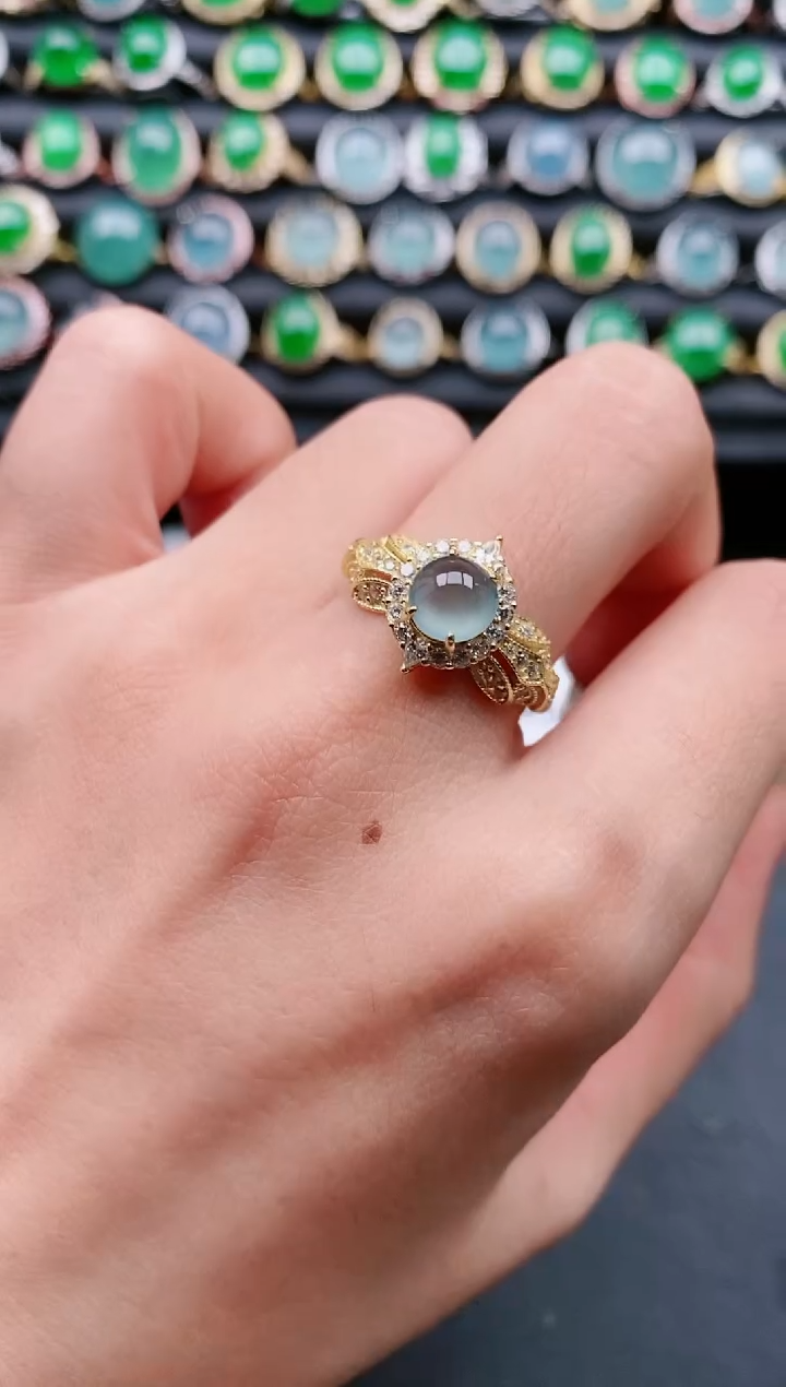 【闪购商品】翡翠戒指银S925镶嵌11111