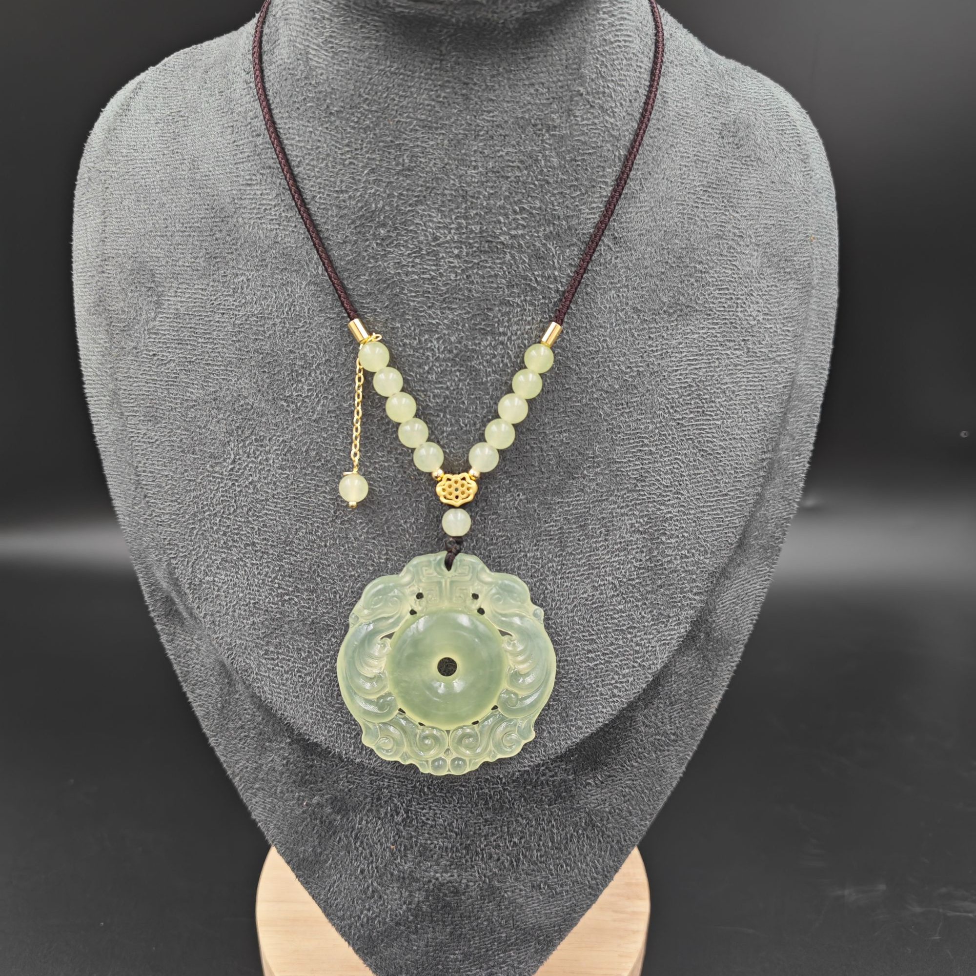 岫玉冰料如意平安扣吊坠