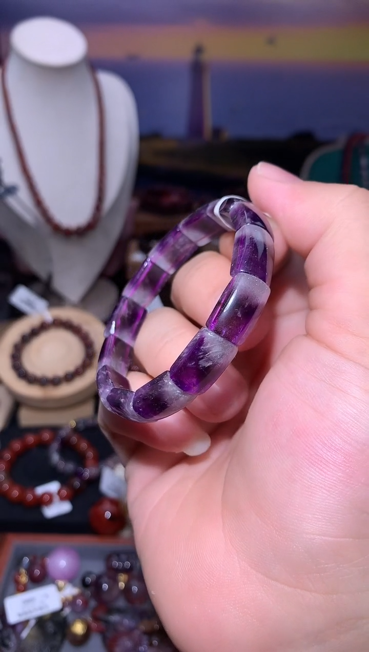 未镶嵌珠宝半成品水晶紫极光镯牌