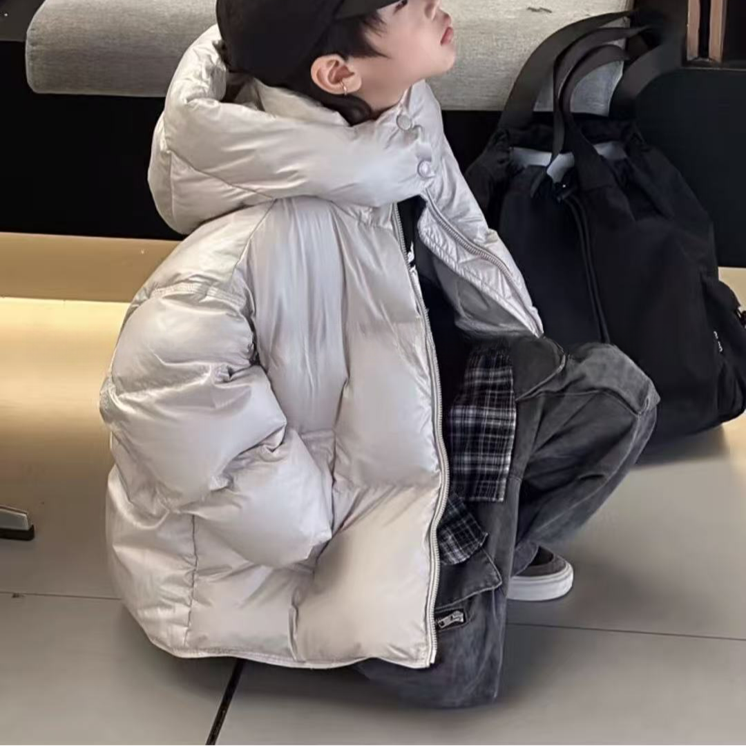 儿童冬季印花通勤百搭连帽羽绒服Y240