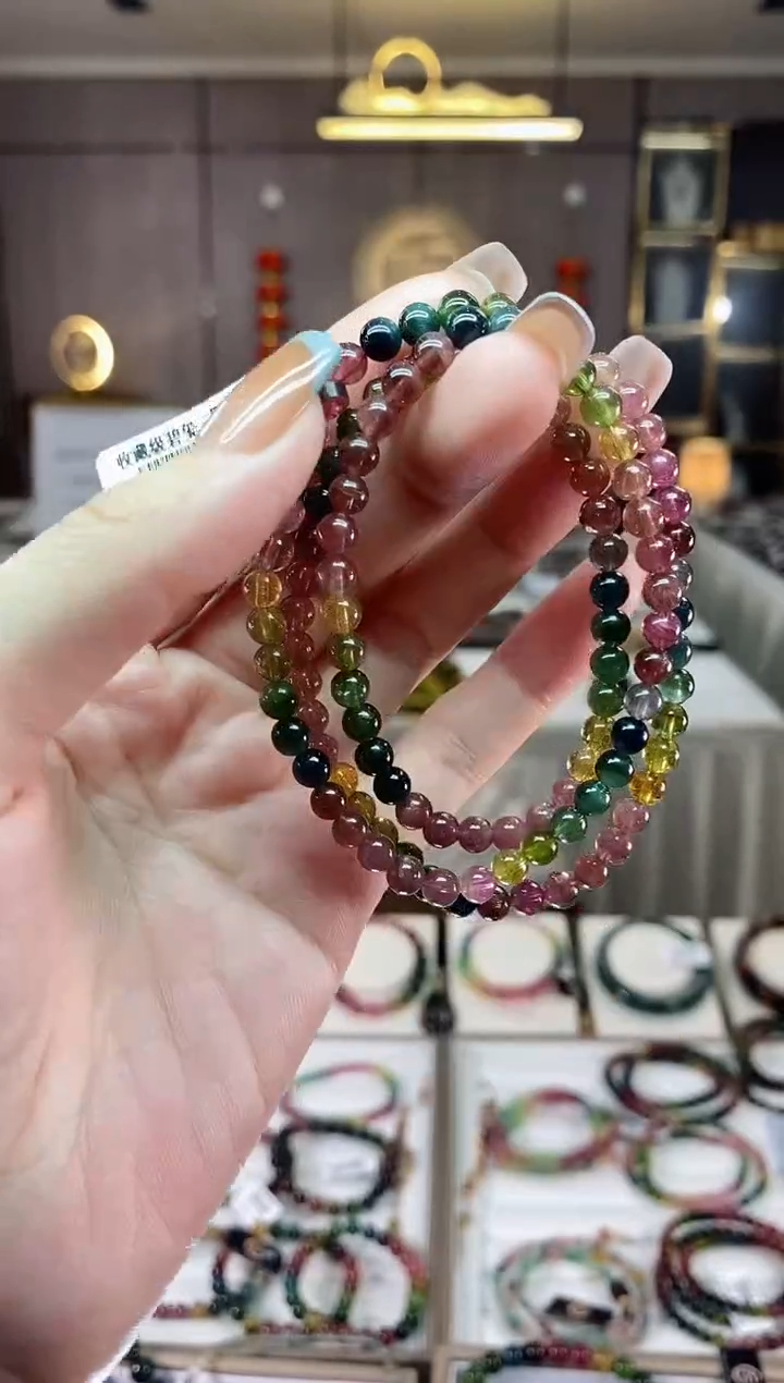 【闪购商品】碧玺三圈手串5mm+未镶嵌一物一证dan