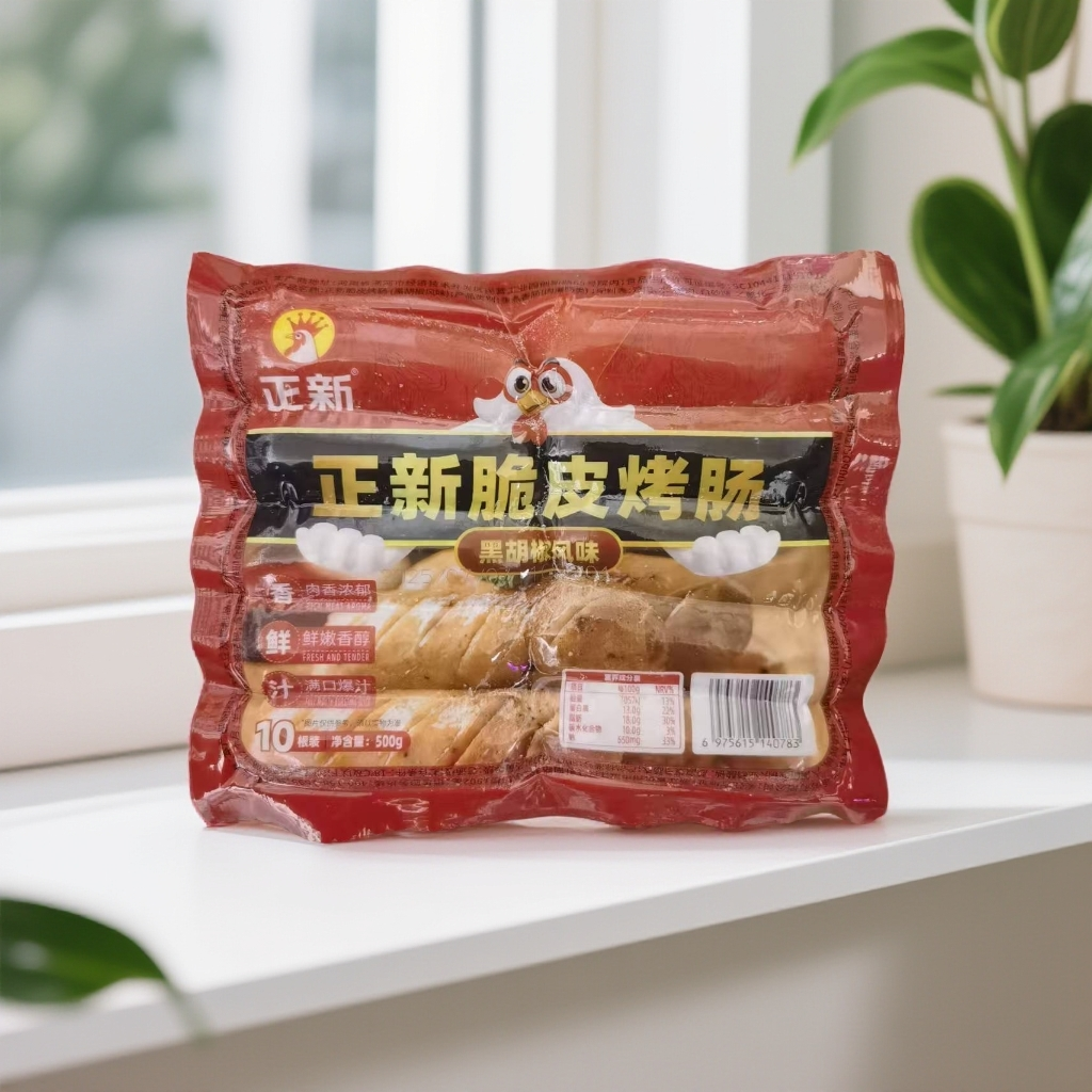 正新脆皮烤肠黑胡椒味500克x3包