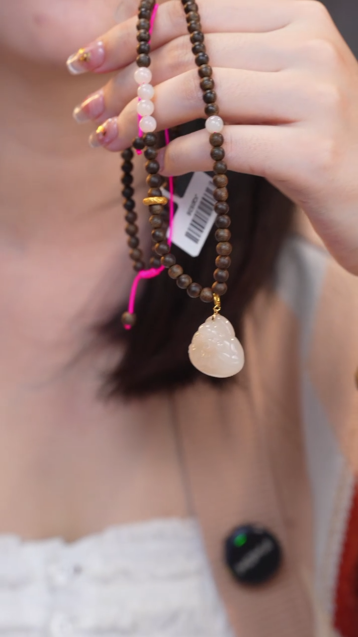 【闪购商品】沉香吊坠沉水白奇楠4mm藕粉佛公cx00109