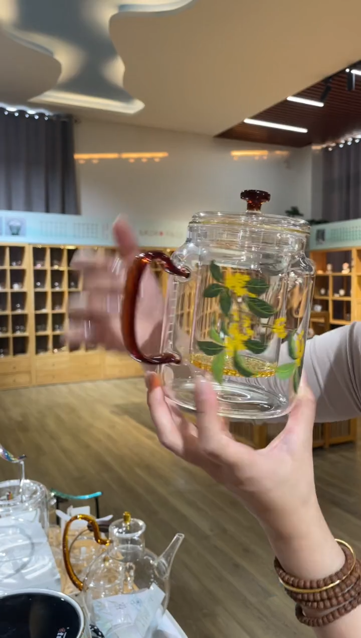 手工艺品玻璃大神奇壶琥珀把桂花