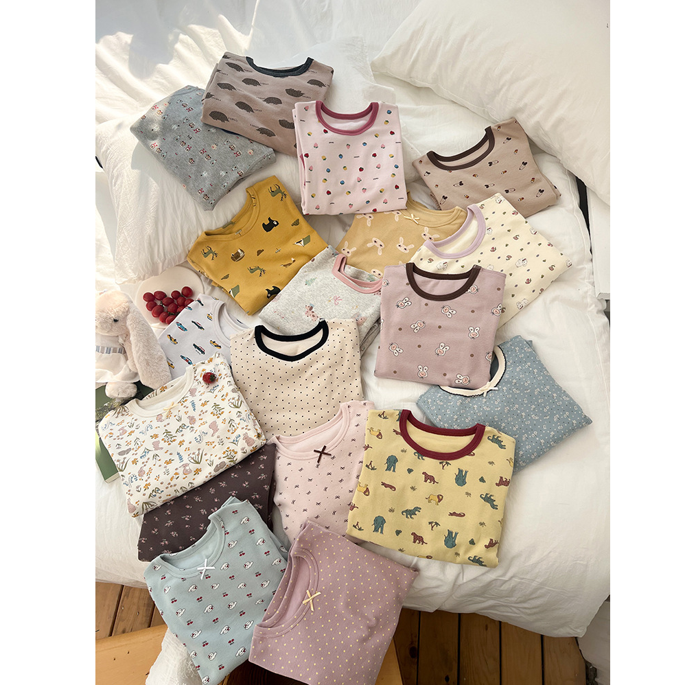 【10A抗菌】新品秋冬男女童纯棉无骨家居服280g套装25G046