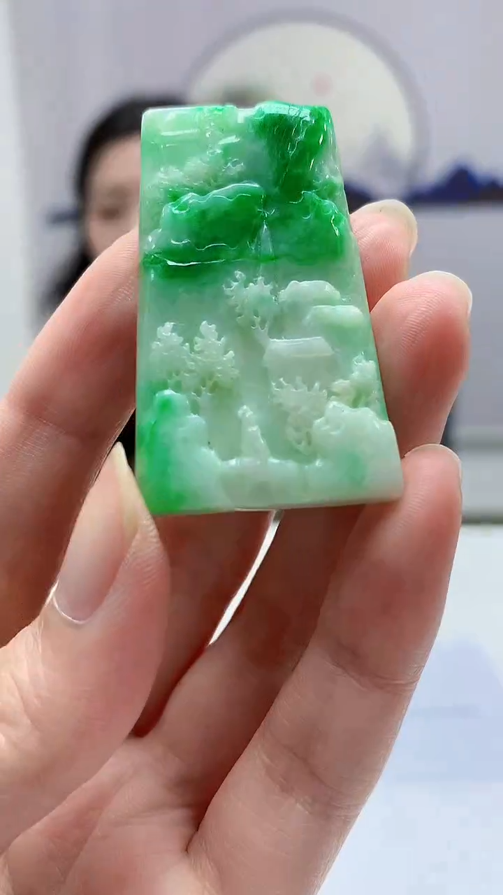 【闪购商品】定制翡翠未镶嵌0405zm-毛货挂件76山水