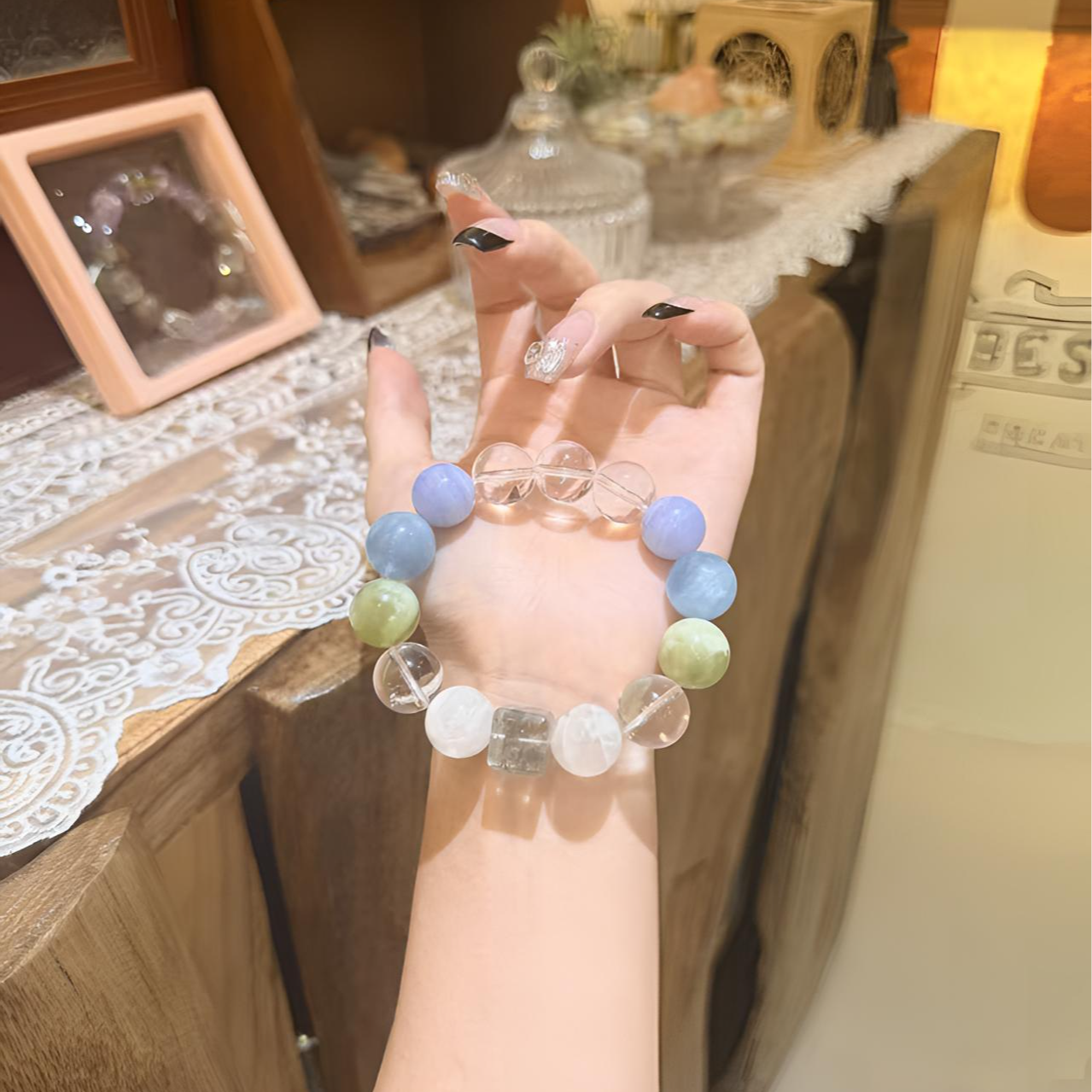 沧澜凝晶/白水晶、白水晶幽灵、方幽灵手链