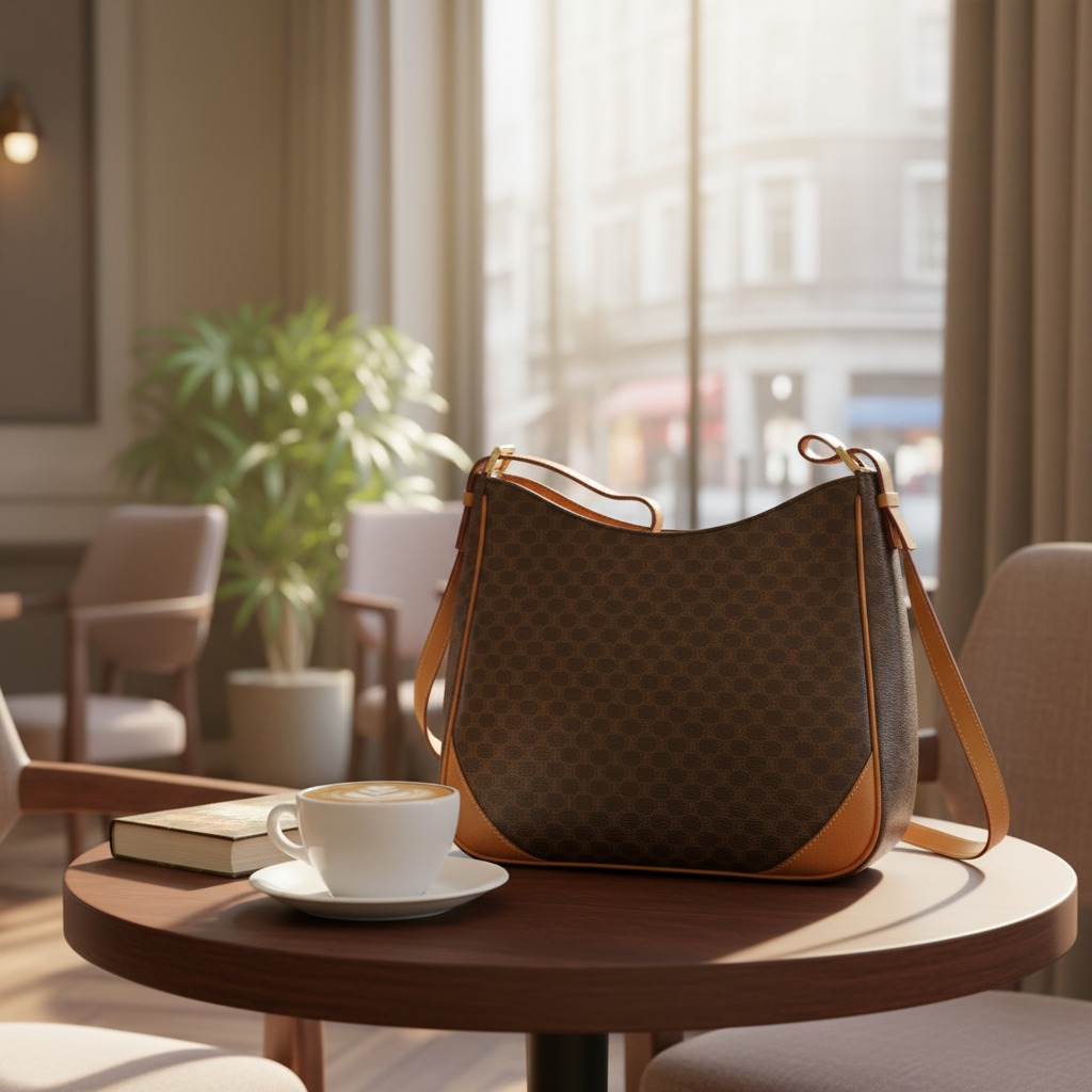 95新 Celine/思琳 棕色老花单肩包  1780 9627 