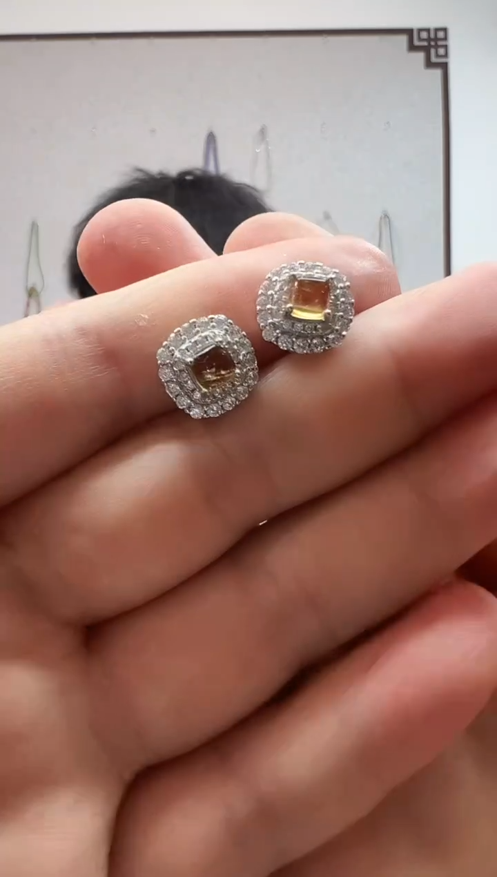 银S925镶嵌耳饰碧玺12007多样性发其一