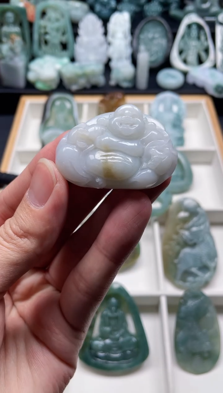 颈饰未镶嵌翡翠4  天然翡翠a货  弥勒佛