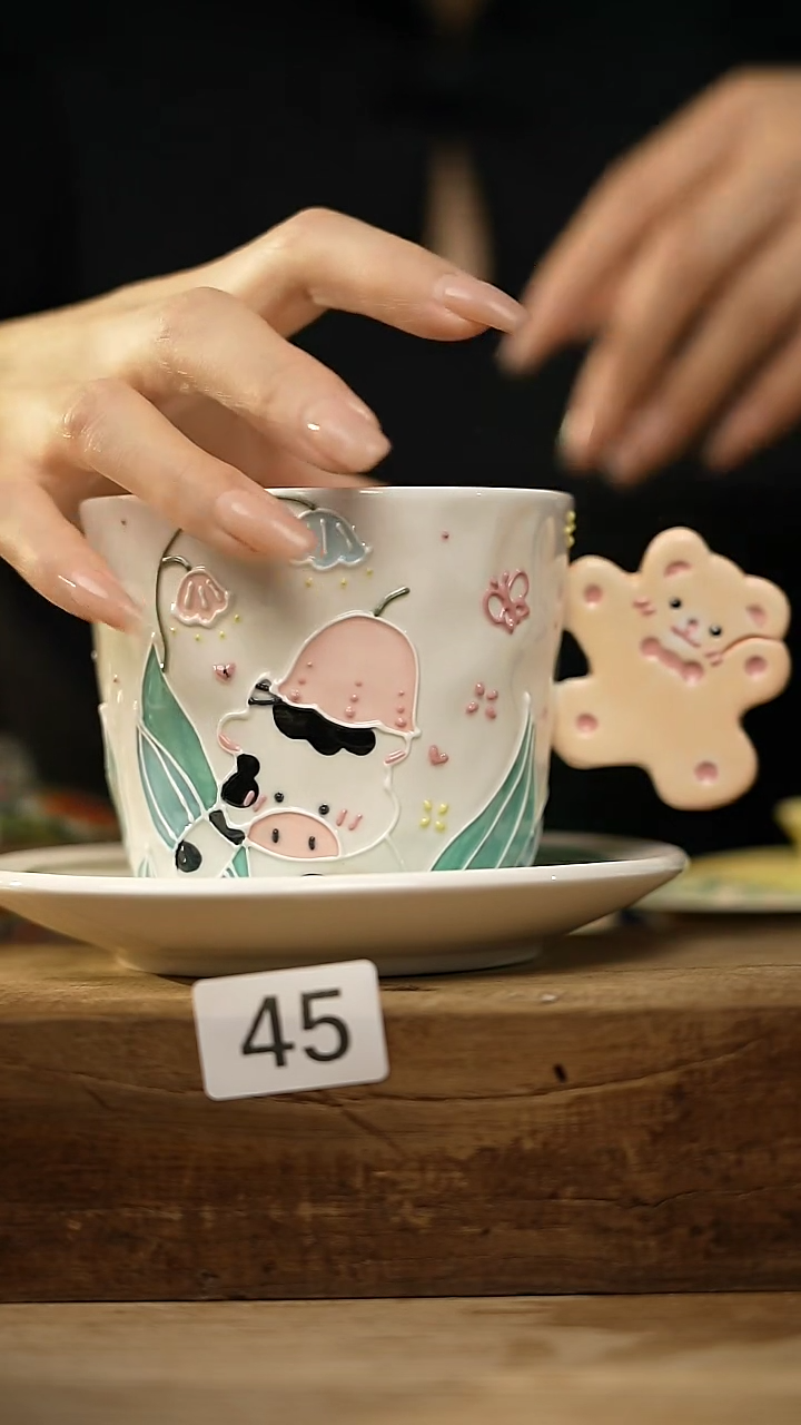 【闪购商品】瓷片设计师手绘/一杯一碟