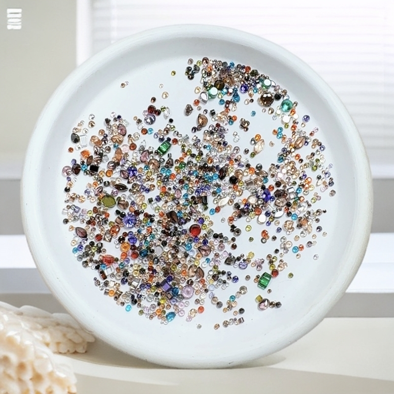 爆款尖底小号锆石钻球填缝锆默认迷你超闪彩色美甲饰品华子美甲钻