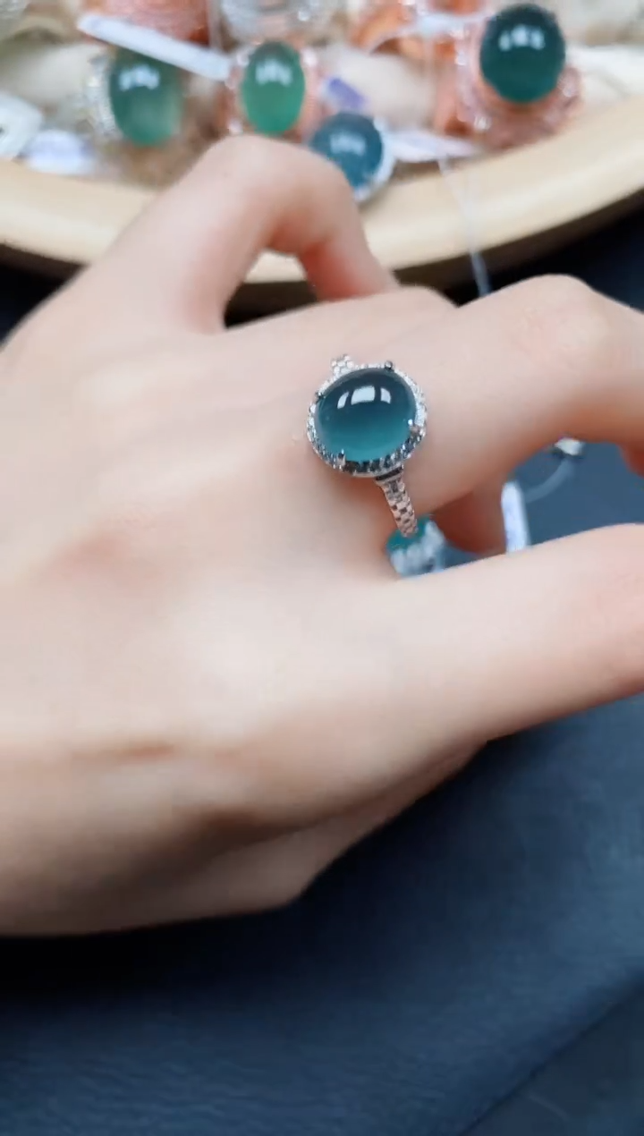 【闪购商品】翡翠戒指银S925镶嵌翡翠