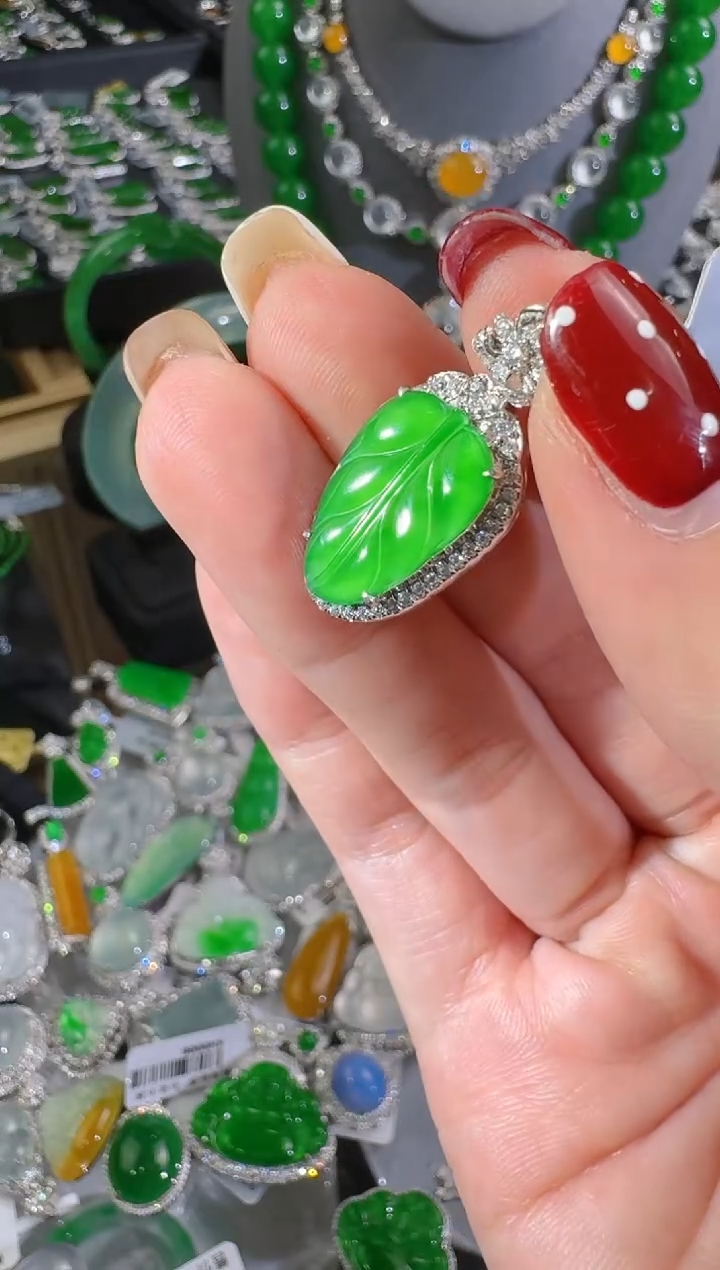 【闪购商品】翡翠颈饰未镶嵌叶子多样性发只一件