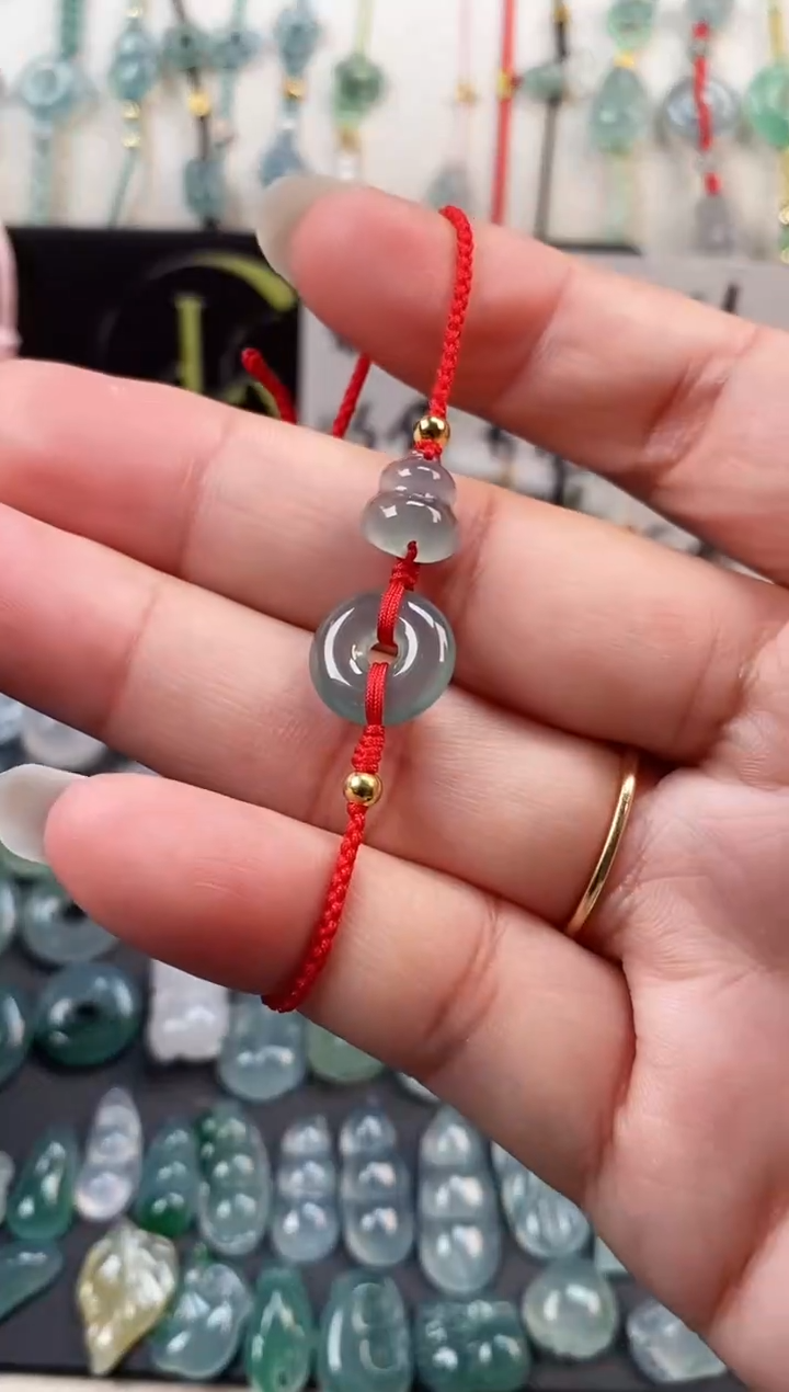 翡翠散珠平安扣葫芦15可调节