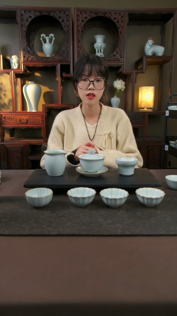 【闪购商品】杯随缘荷瓣七件套（开片可养）