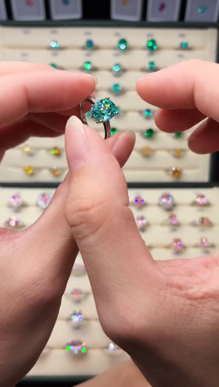 无925银轻奢帕拉伊巴色女神戒