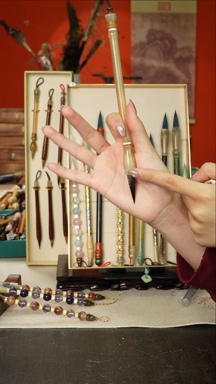 455号闪孤品高货毛笔链接 清水试笔 蘸墨不退