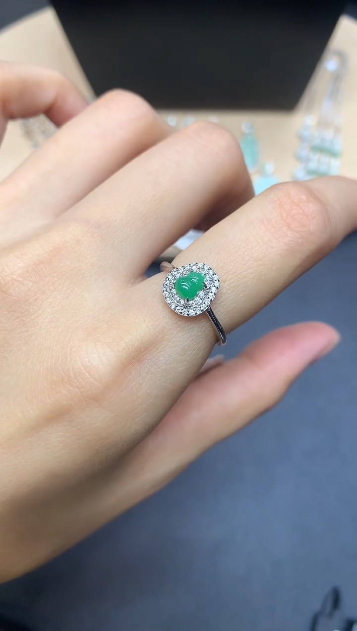 【闪购商品】翡翠戒指银S925镶嵌葫芦【多样性发其一】