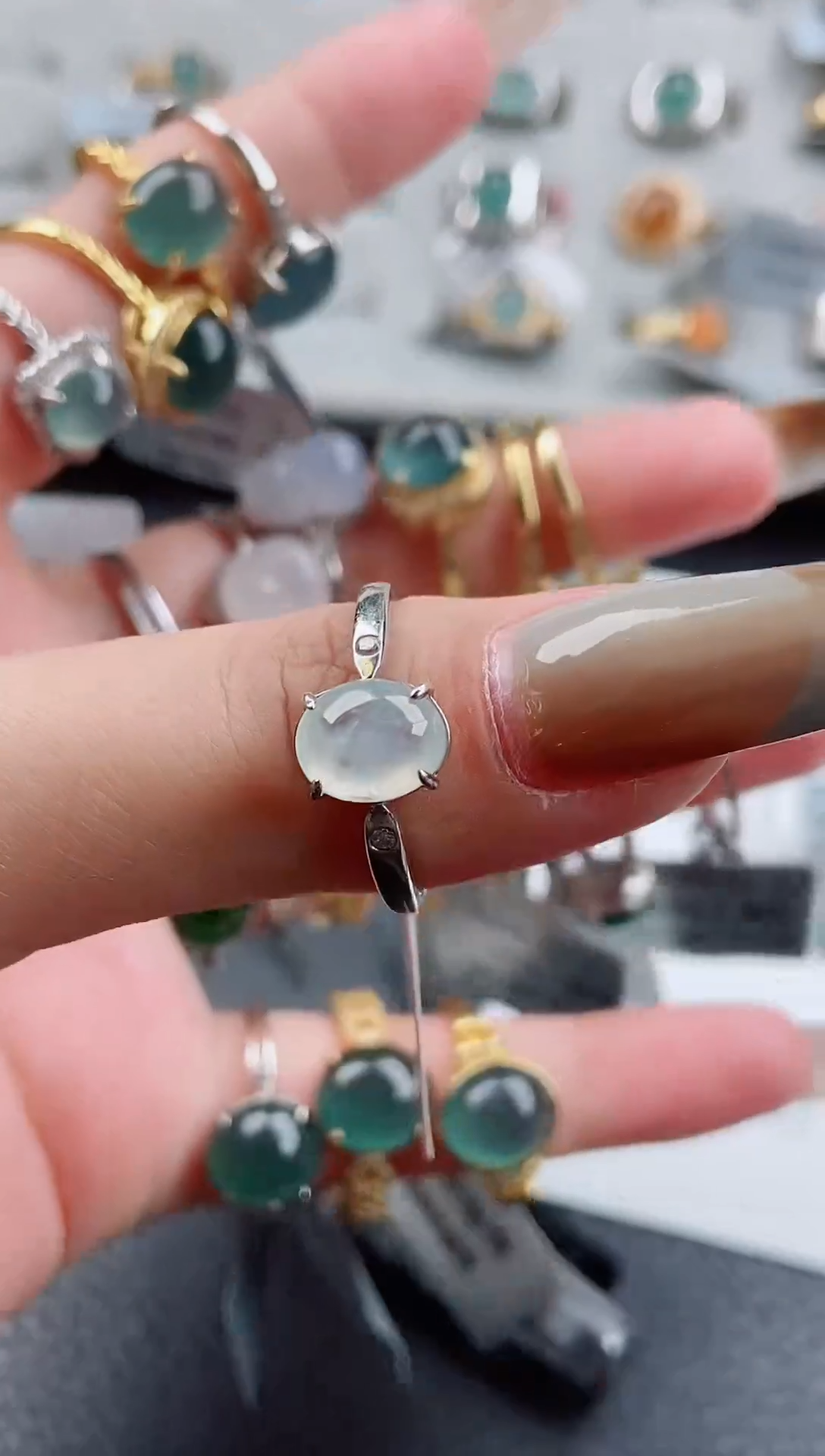 【闪购商品】翡翠戒指银S925镶嵌戒指38