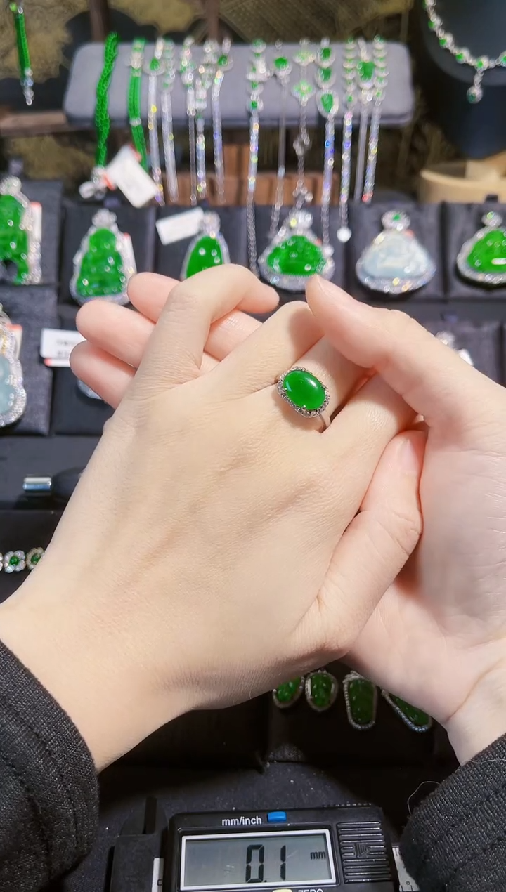 【闪购商品】翡翠戒指银S925镶嵌蛋面戒指