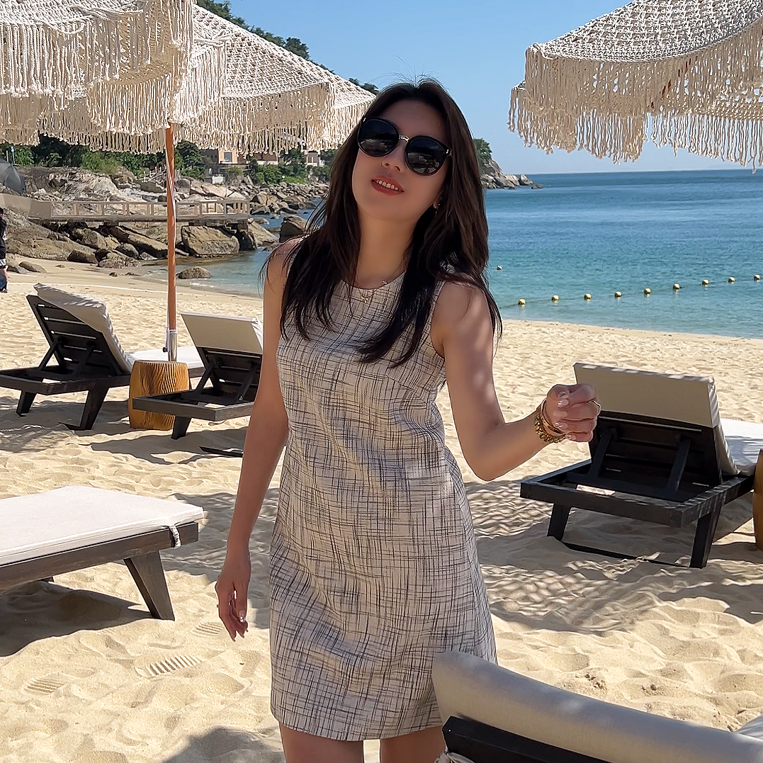  2%Moozza【可可巴黎】小众设计 极简显瘦遮胯显高连衣裙 2549#