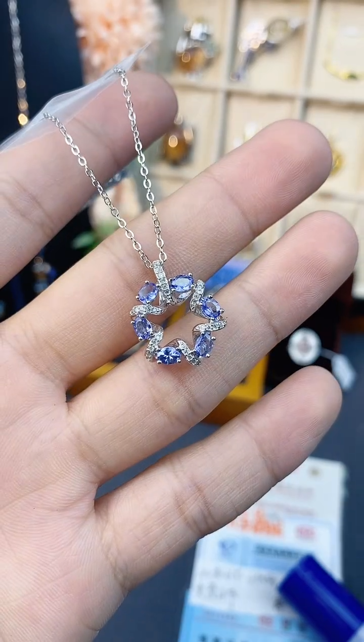 【闪购商品】坦桑石吊坠银S925镶嵌带证书