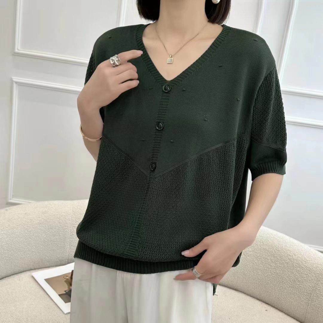 【霞姐推荐】111--120夏季大码气质宽松透气百搭时尚针织衫