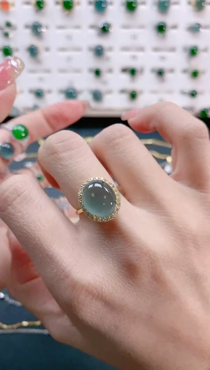 【闪购商品】翡翠戒指银S925镶嵌天然翡翠