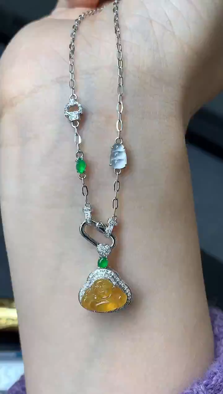 颈饰18K金镶嵌翡翠639-中国好珍宝