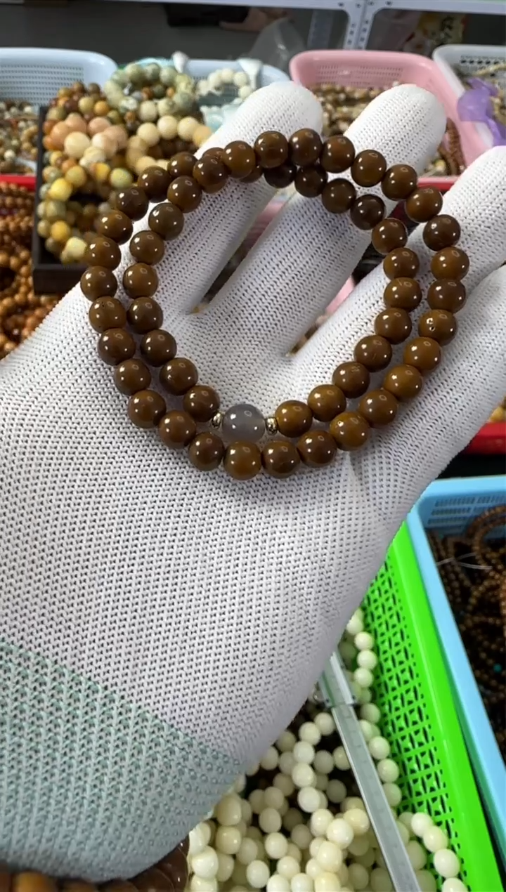 【闪购商品】白玉菩提手串7*原皮A+级库克双圈叠带