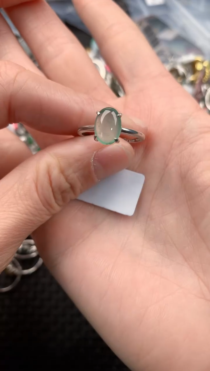 银S925镶嵌戒指翡翠444   10