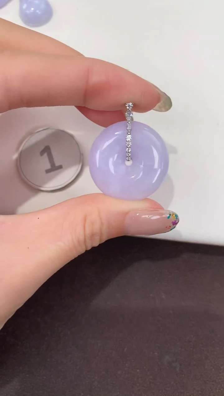 颈饰18K金镶嵌翡翠天然缅甸A货翡翠