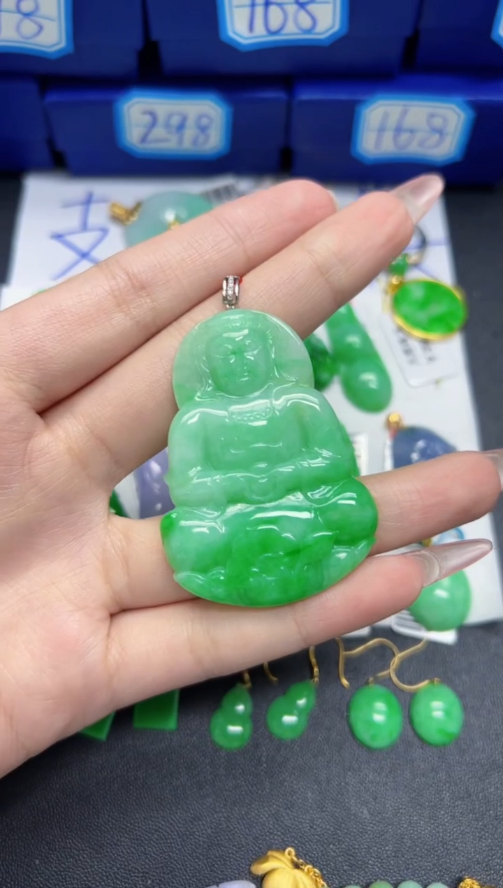 【闪购商品】翡翠颈饰18K金镶嵌Y缅料A货/支持复检/一件