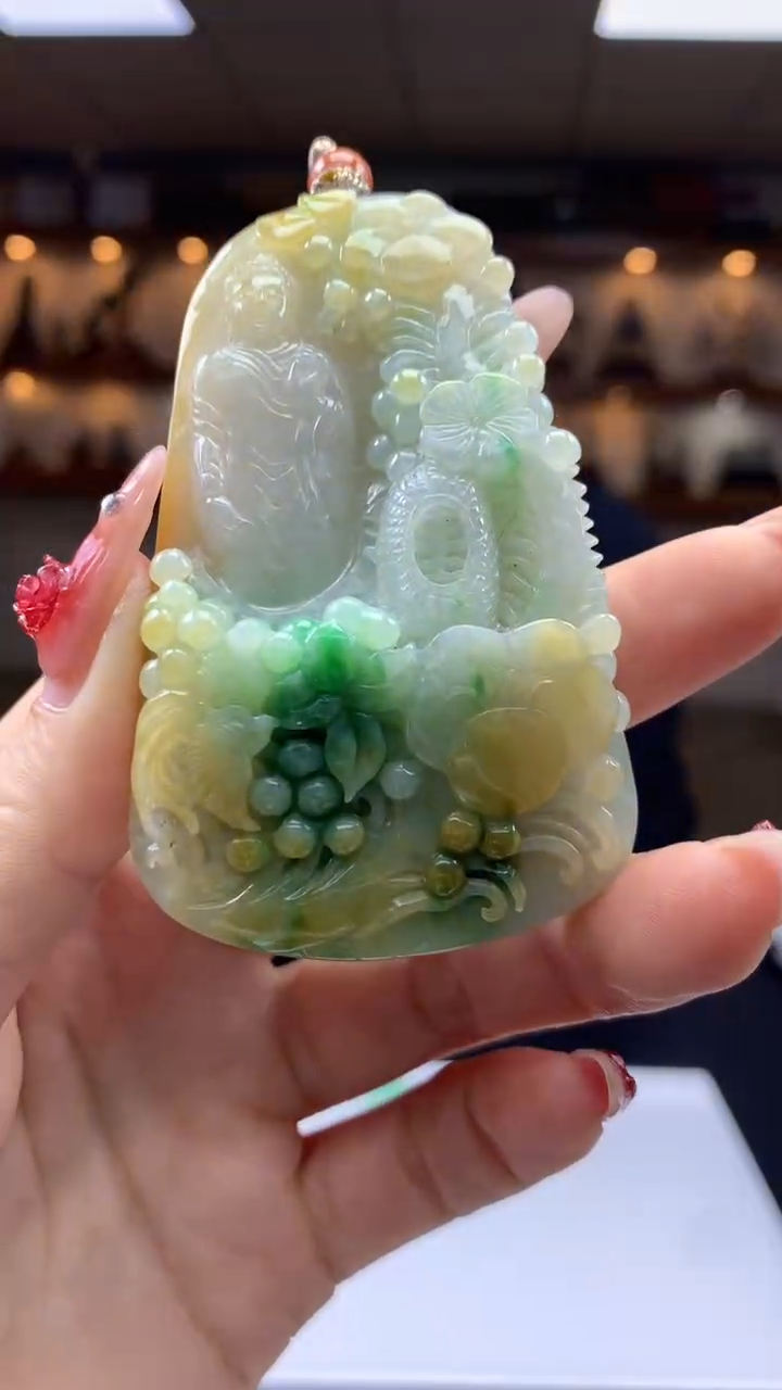 【闪购商品】定制翡翠未镶嵌1087ry-毛货挂件34