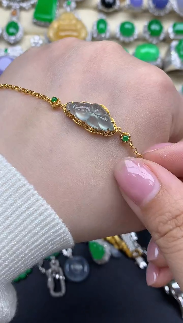 【闪购商品】翡翠手串18K金镶嵌385-中国好珍宝