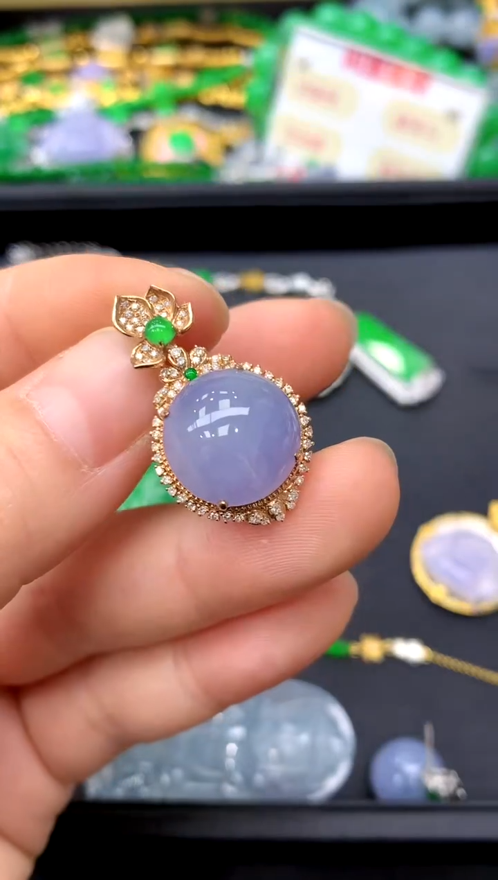 颈饰18K金镶嵌翡翠269-中国好珍宝